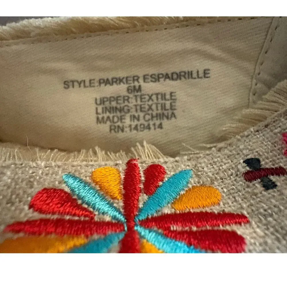 Johnny Was Parker Multicolor Embroidered Espadrille Shoes Size 6